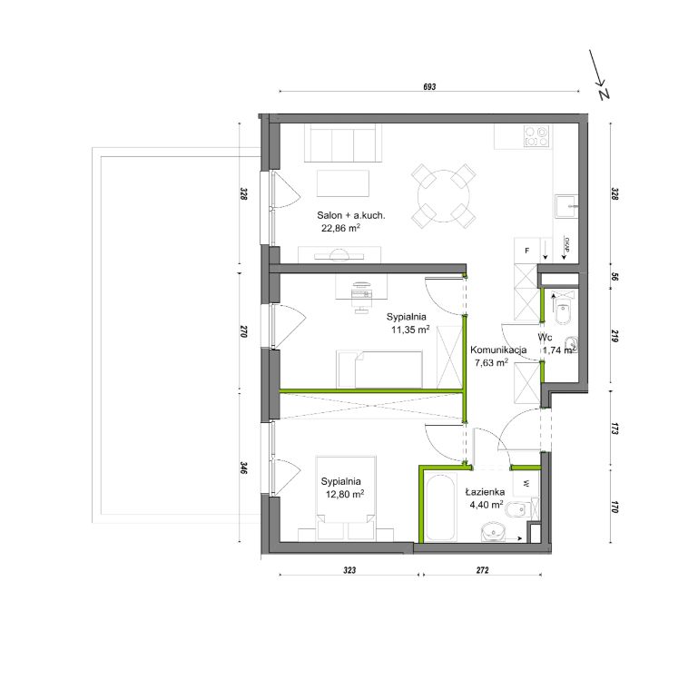 Mieszkanie 3-pokojowe Wrocław Ołtaszyn, ul. Orawska. Zdjęcie 8