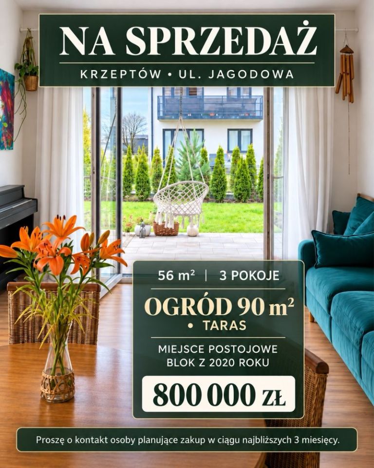 Mieszkanie 3-pokojowe Krzeptów, ul. Jagodowa. Zdjęcie 2