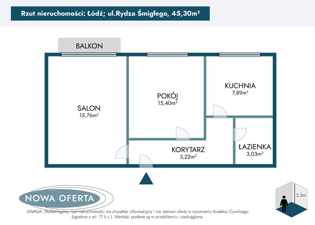 Mieszkanie 2-pokojowe Łódź, al. marsz. Edwarda Śmigłego-Rydza. Zdjęcie 18