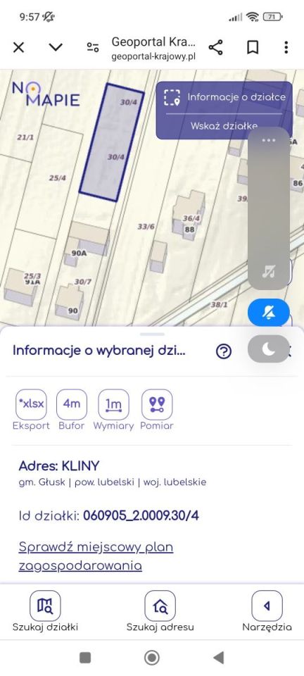 Działka budowlana Kliny