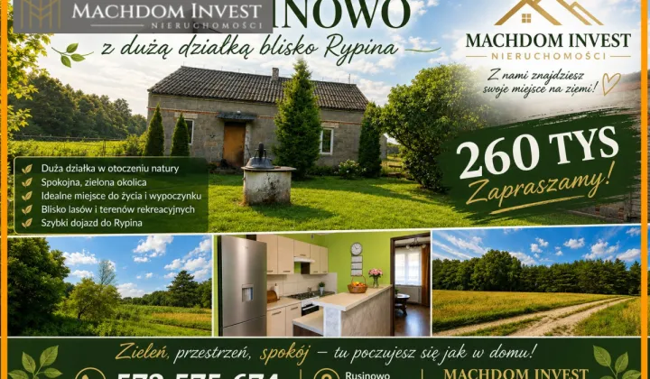 dom wolnostojący, 3 pokoje Rusinowo