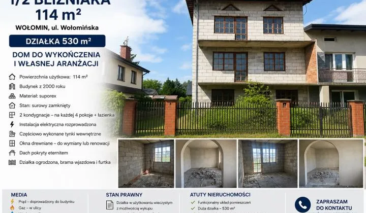bliźniak, 7 pokoi Wołomin, ul. Wołomińska
