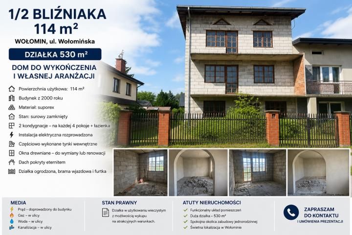 bliźniak, 7 pokoi Wołomin, ul. Wołomińska. Zdjęcie 1