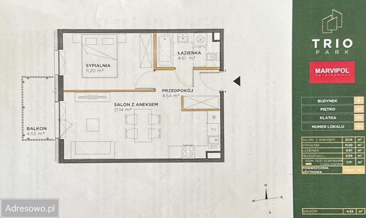 Mieszkanie 2-pokojowe Wrocław Klecina, ul. Dożynkowa. Zdjęcie 8