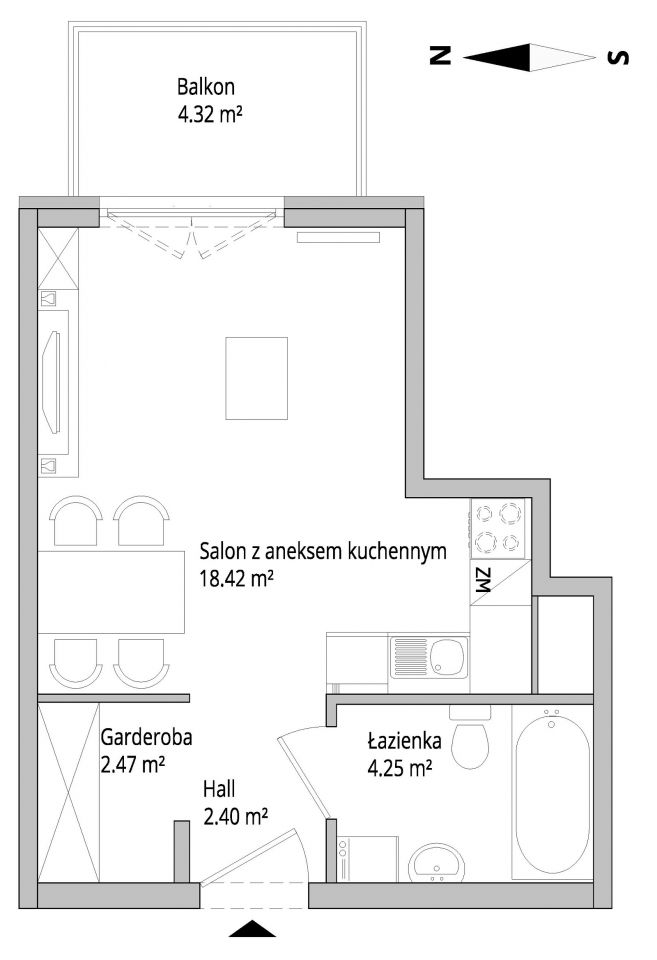 Mieszkanie 1-pokojowe Gdańsk Łostowice, ul. Niepołomicka. Zdjęcie 5