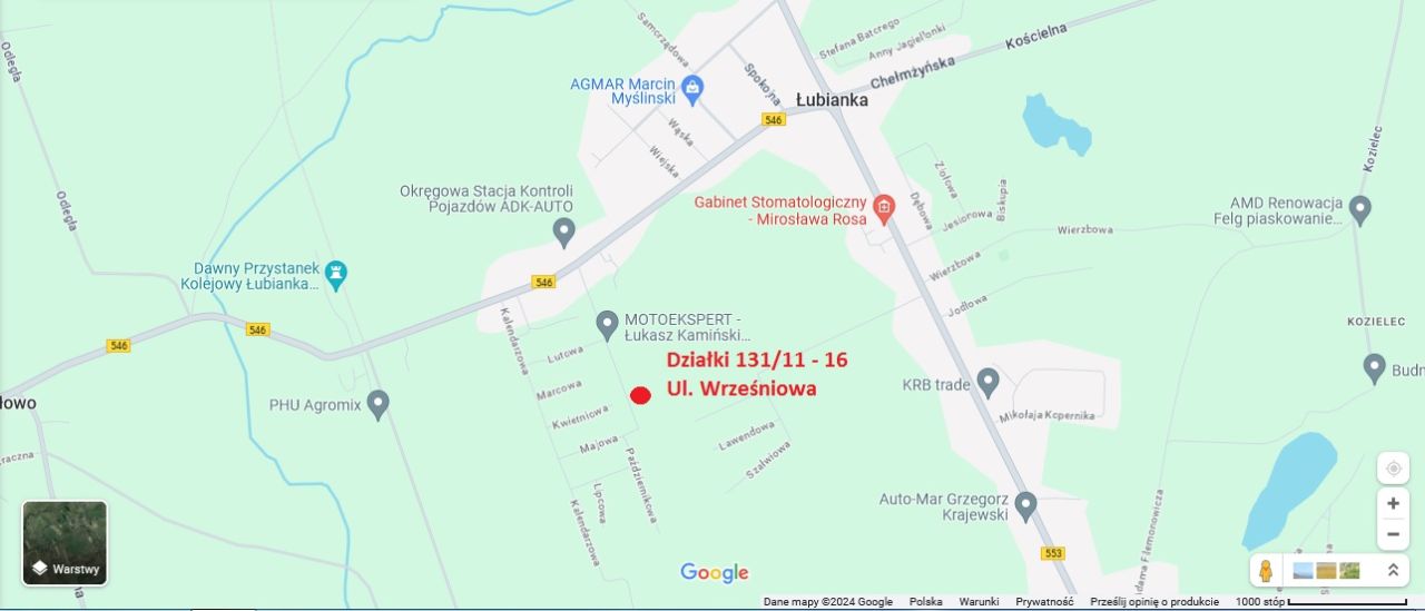 Działka budowlana Łubianka, ul. Wrześniowa