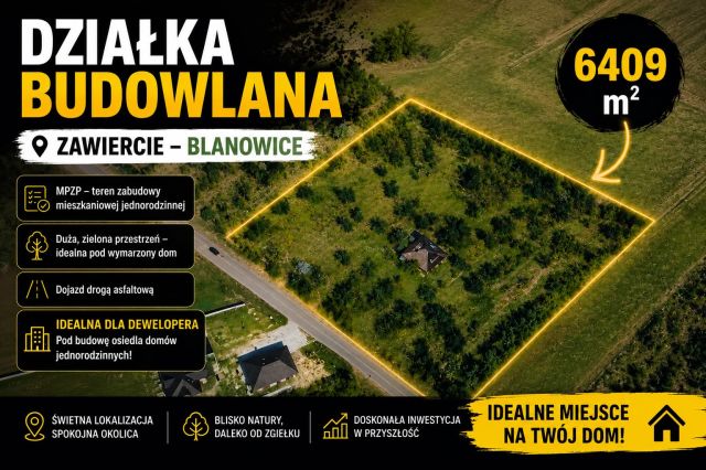 Działka budowlana Zawiercie Blanowice, ul. Stanisława Wyspiańskiego. Zdjęcie 1