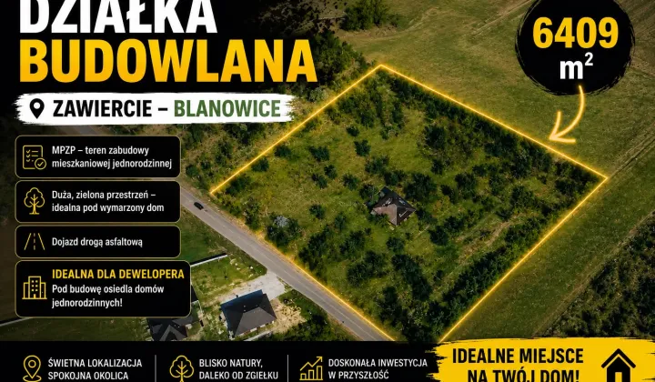 Działka budowlana Zawiercie Blanowice, ul. Stanisława Wyspiańskiego