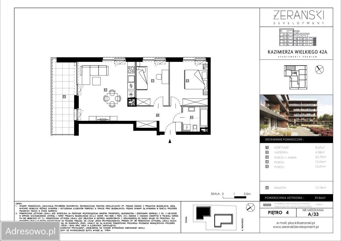 Mieszkanie 3-pokojowe Płock, ul. Kazimierza Wielkiego. Zdjęcie 8