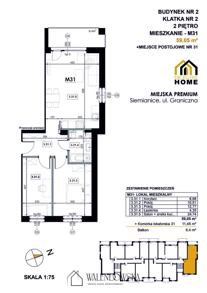 Mieszkanie 3-pokojowe Siemianice. Zdjęcie 3