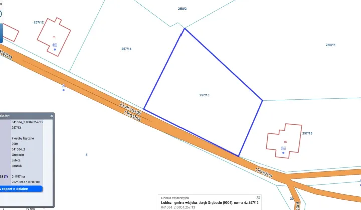 Działka budowlana Grębocin Kolonia Papowska, ul. Okrężna