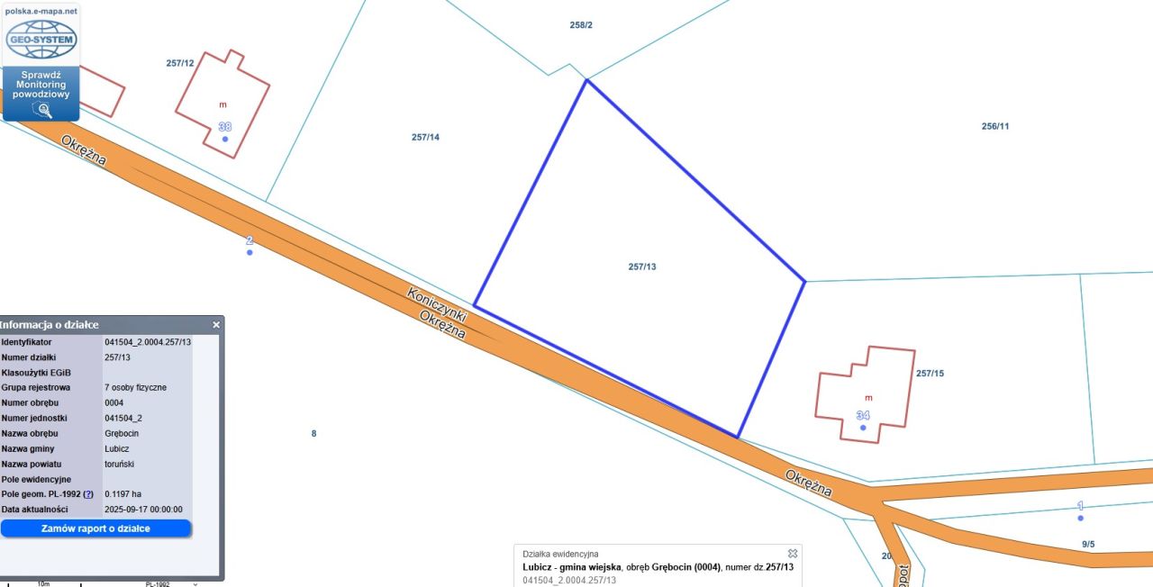 Działka budowlana Grębocin Kolonia Papowska, ul. Okrężna