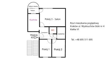 Mieszkanie 3-pokojowe Kraków Kurdwanów, ul. Marii i Bolesława Wysłouchów