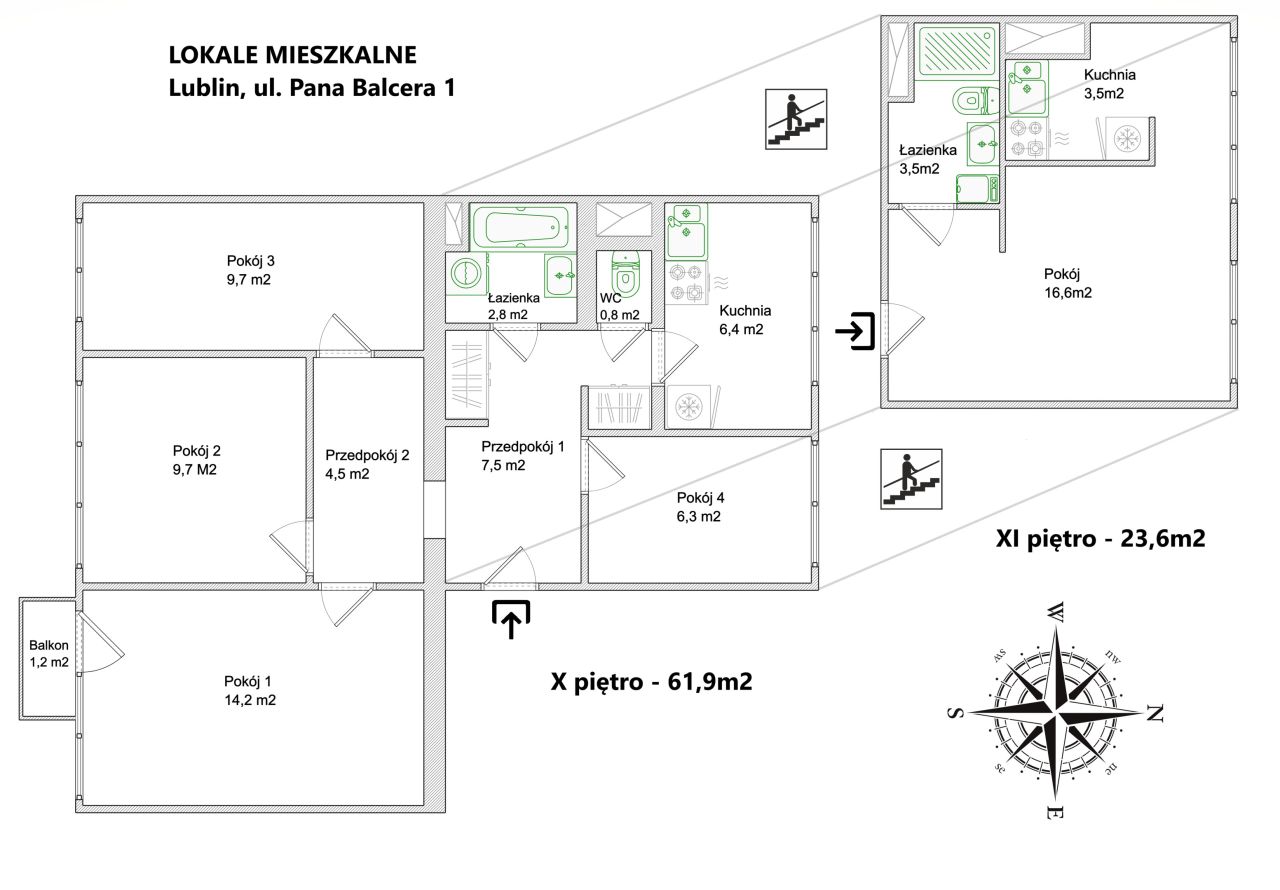 Mieszkanie 4-pokojowe Lublin LSM, ul. Pana Balcera. Zdjęcie 16