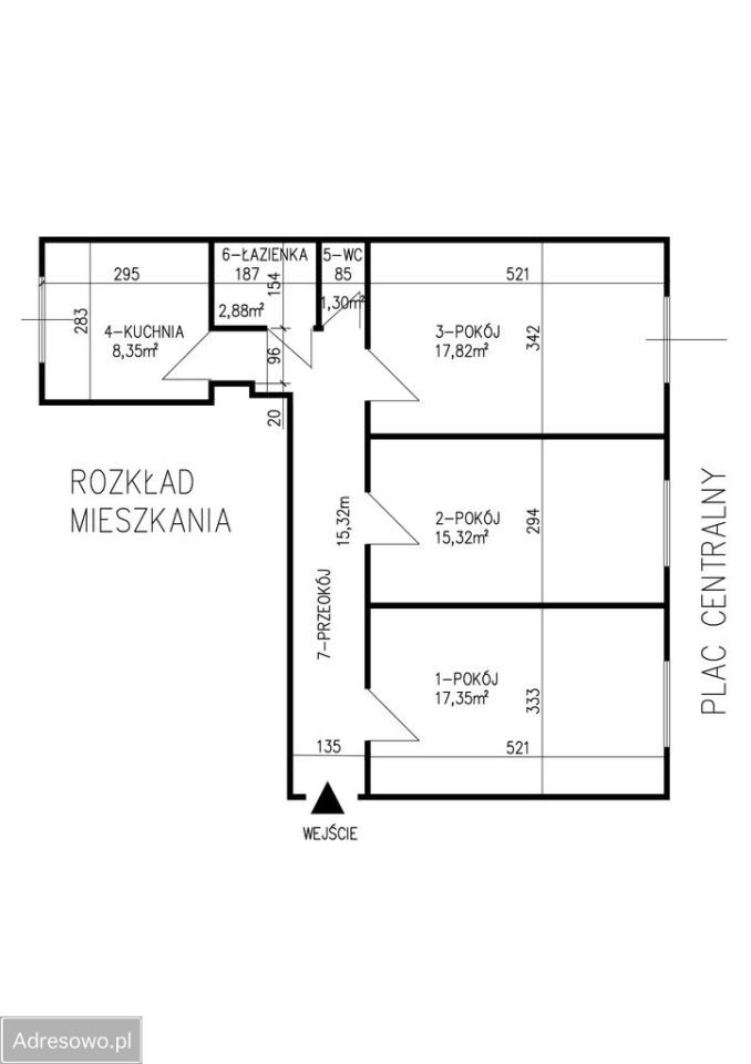 Mieszkanie 3-pokojowe Kraków Nowa Huta, pl. Centralny im. Ronalda Reagana. Zdjęcie 3
