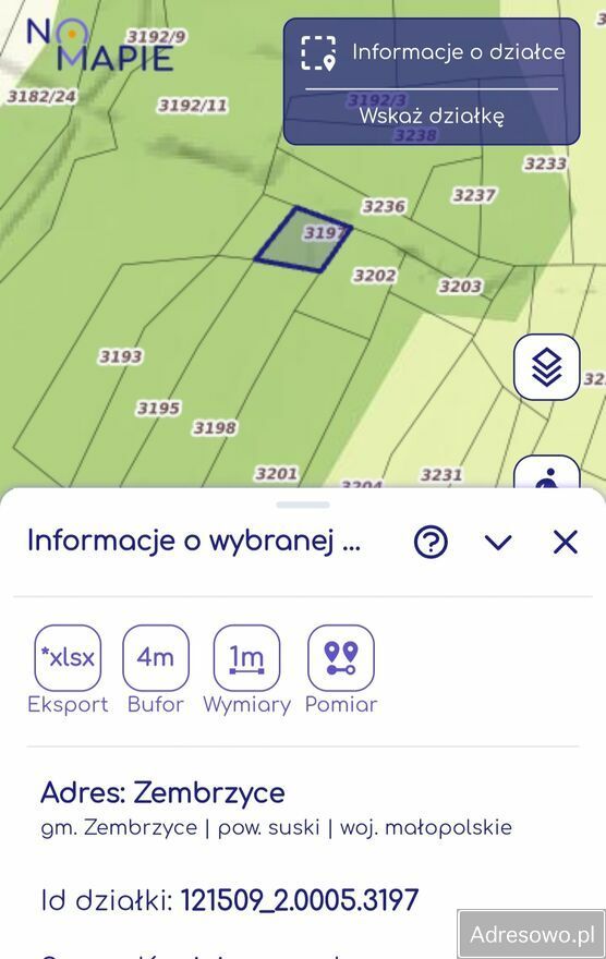 Działka rolna Zembrzyce