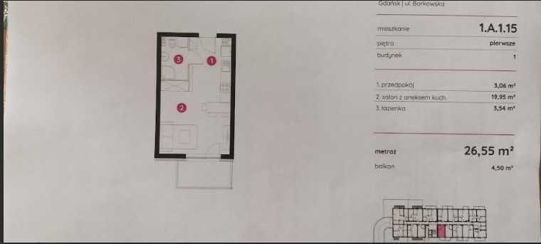 Mieszkanie 1-pokojowe Gdańsk Chełm. Zdjęcie 2