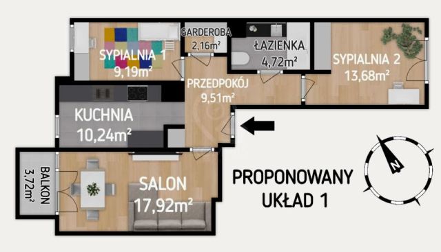 Mieszkanie 3-pokojowe Wrocław Krzyki, ul. Klasztorna. Zdjęcie 14