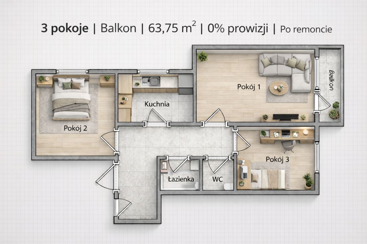 Mieszkanie 3-pokojowe Kraków Mistrzejowice, os. Oświecenia. Zdjęcie 7