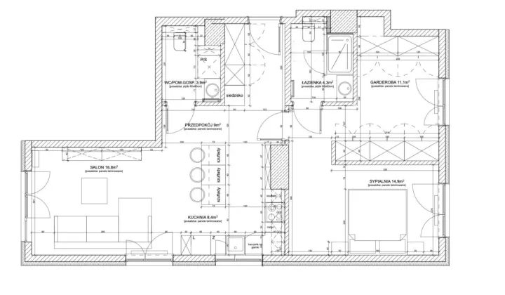Mieszkanie 3-pokojowe Warszawa Mokotów, ul. Cybernetyki