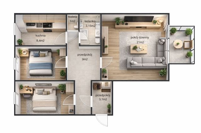 Mieszkanie 3-pokojowe Bydgoszcz Fordon. Zdjęcie 17