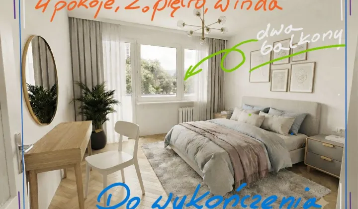 Mieszkanie 4-pokojowe Kraków Podgórze Duchackie, ul. Łużycka