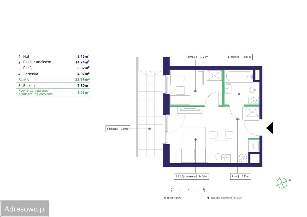 Mieszkanie 2-pokojowe Warszawa Mokotów, ul. Cybernetyki. Zdjęcie 6