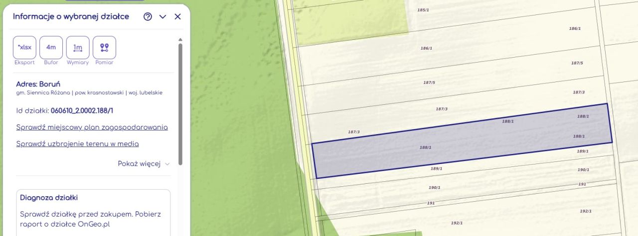 Działka rolna Boruń