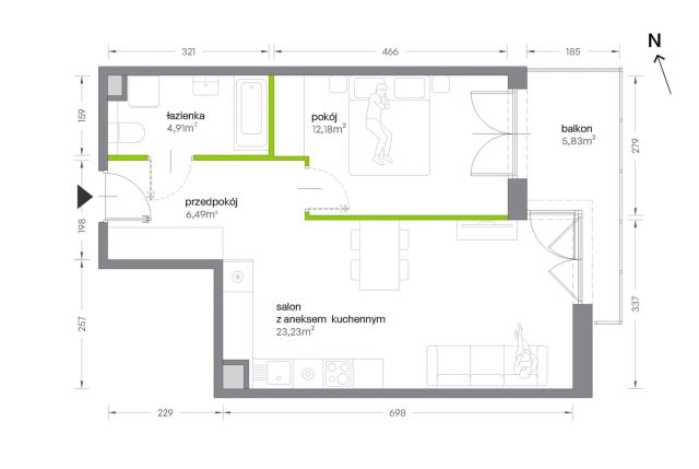 Mieszkanie 2-pokojowe Kraków Krowodrza, ul. Żabiniec. Zdjęcie 7