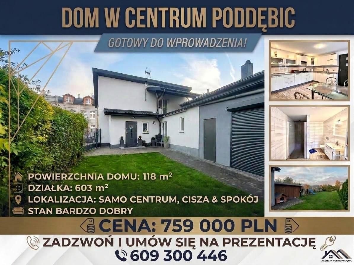 dom wolnostojący, 4 pokoje Poddębice, ul. Sienkiewicza. Zdjęcie 1