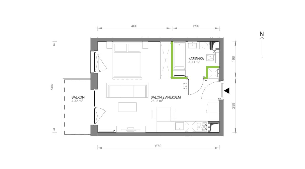 Mieszkanie 1-pokojowe Gdańsk Chełm, ul. Ptasia. Zdjęcie 7