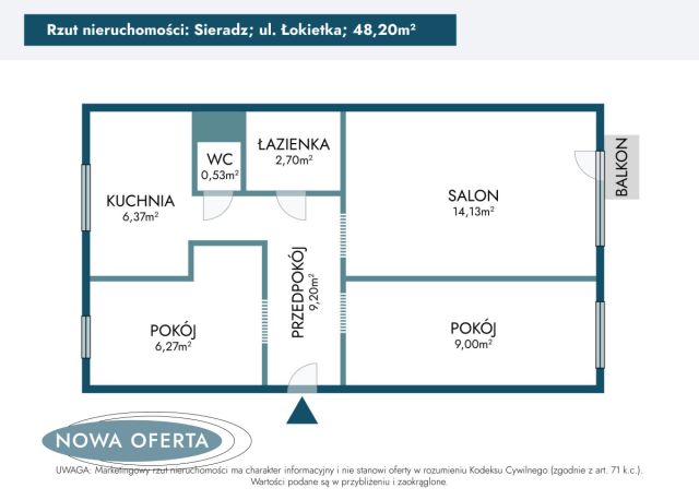Mieszkanie 3-pokojowe Sieradz, ul. Władysława Łokietka. Zdjęcie 14