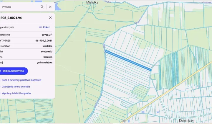 Działka rolna Wytyczno