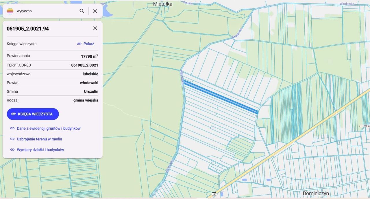 Działka rolna Wytyczno