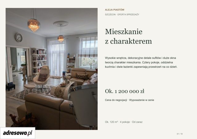 Mieszkanie 4-pokojowe Szczecin Śródmieście, al. Piastów. Zdjęcie 1