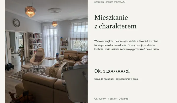 Mieszkanie 4-pokojowe Szczecin Śródmieście, al. Piastów