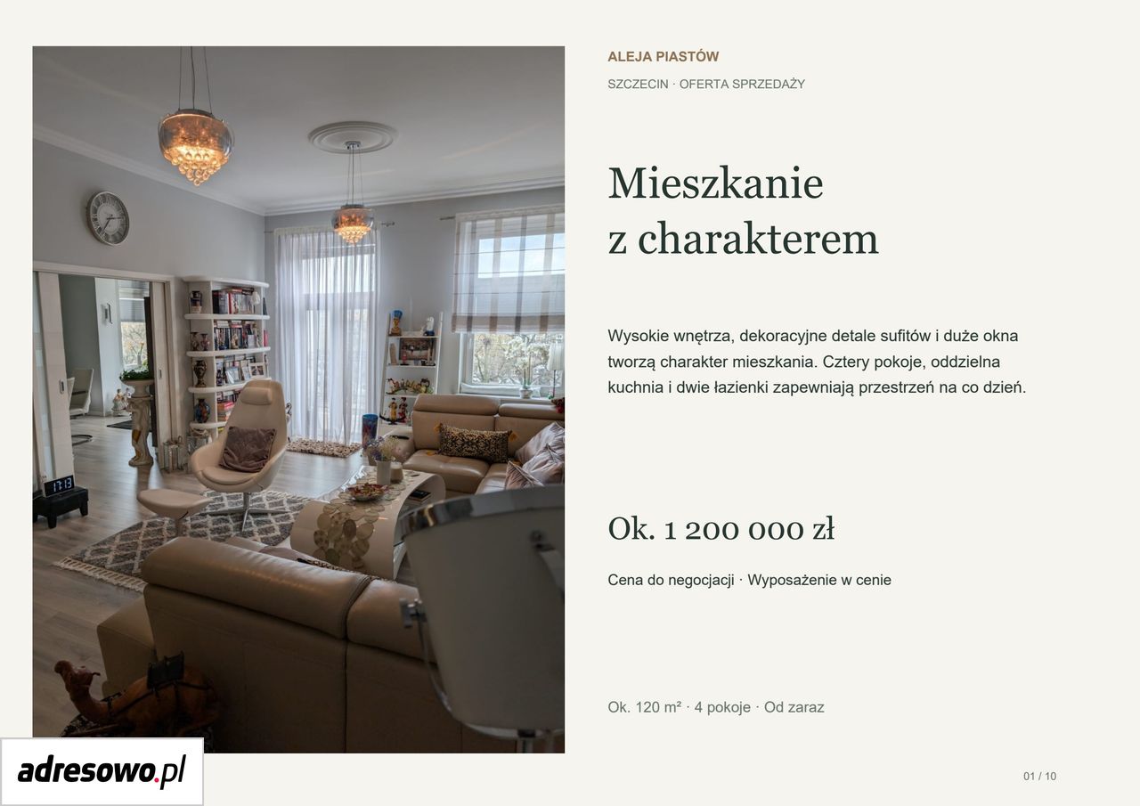 Mieszkanie 4-pokojowe Szczecin Śródmieście, al. Piastów. Zdjęcie 1