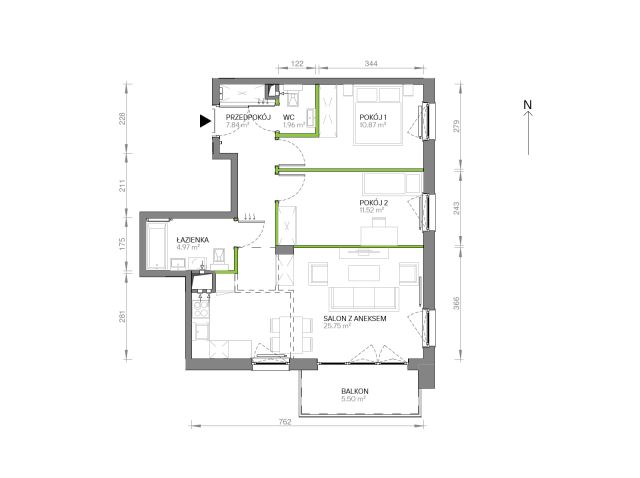 Mieszkanie 3-pokojowe Gdańsk Chełm, ul. Ptasia. Zdjęcie 7