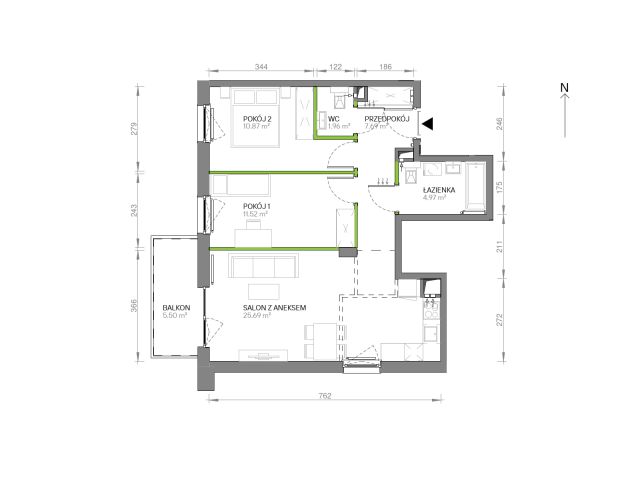 Mieszkanie 3-pokojowe Gdańsk Chełm, ul. Ptasia. Zdjęcie 7
