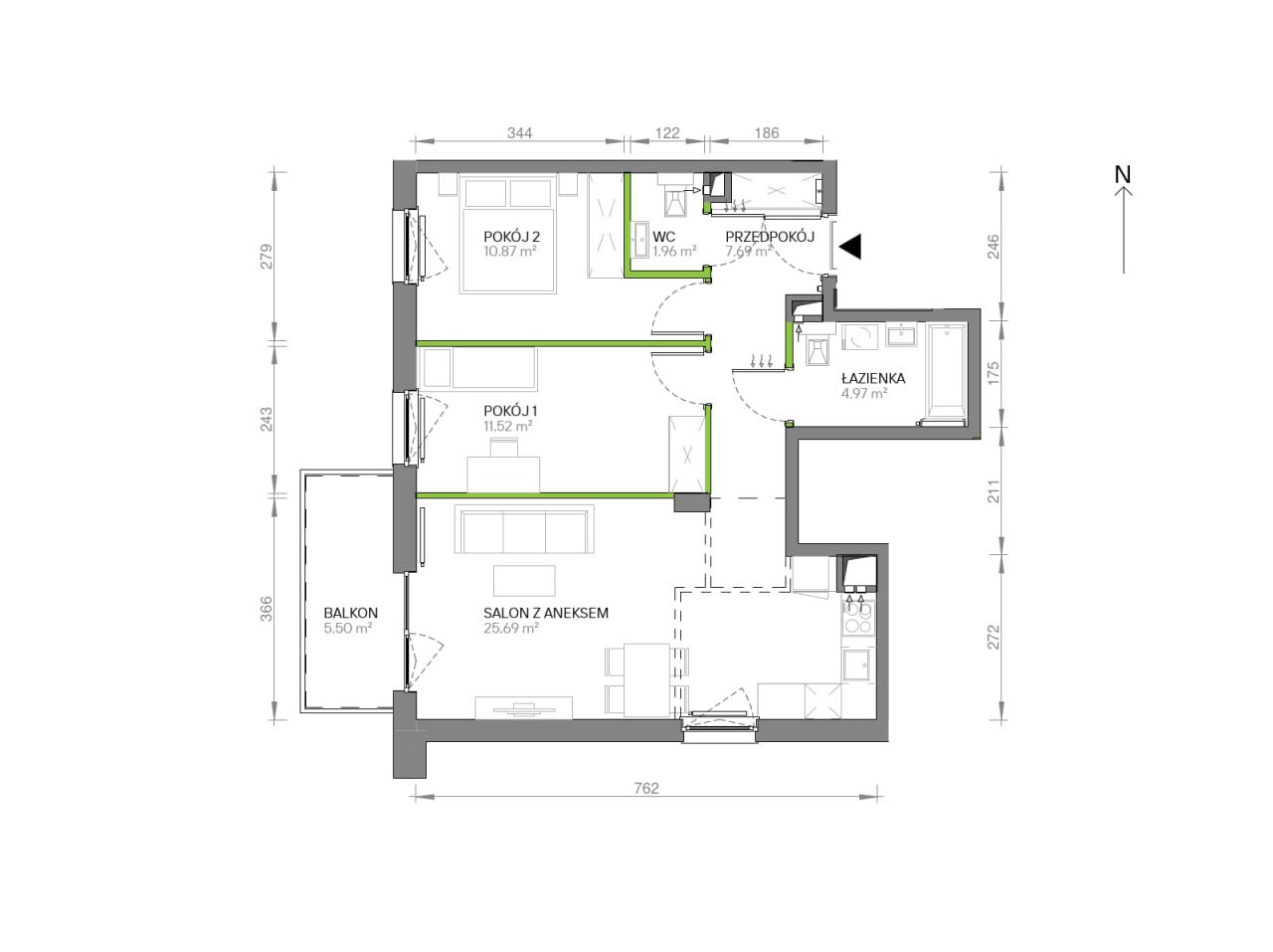 Mieszkanie 3-pokojowe Gdańsk Chełm, ul. Ptasia. Zdjęcie 7