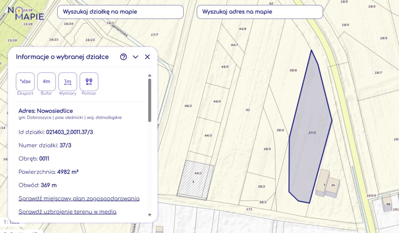 Działka inwestycyjna Nowosiedlice