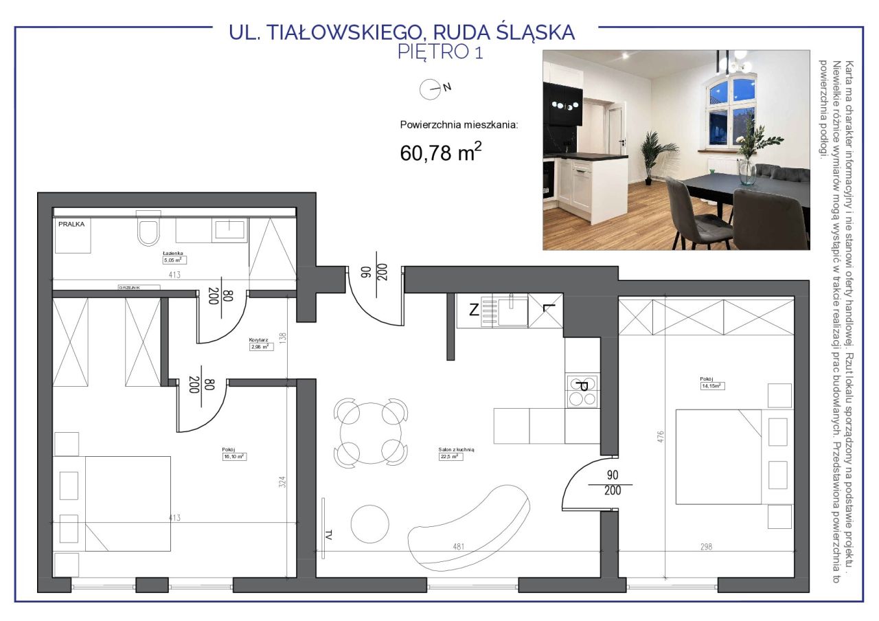 Mieszkanie 3-pokojowe Ruda Śląska Godula, ul. Antoniego Tiałowskiego. Zdjęcie 2