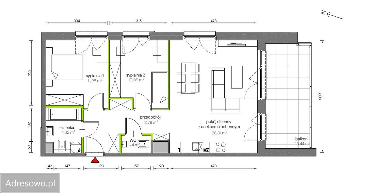 Mieszkanie 3-pokojowe Kraków Grzegórzki. Zdjęcie 8