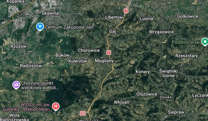 Działka inwestycyjna Mogilany