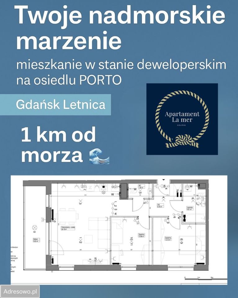 Mieszkanie 3-pokojowe Gdańsk Letnica, ul. Aleksandra Rożankowskiego. Zdjęcie 17
