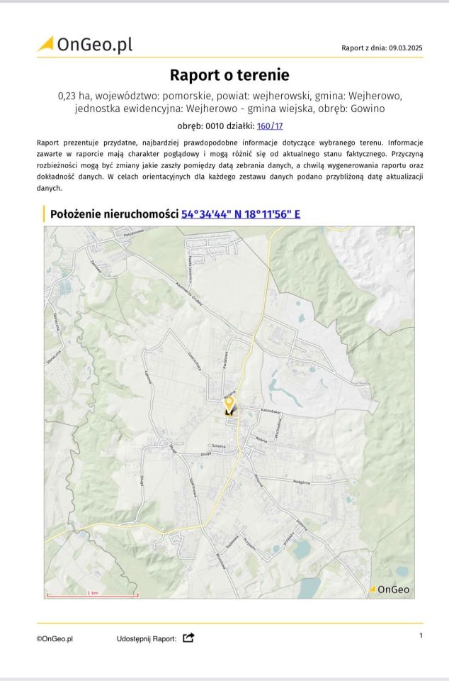 Działka budowlana Gowino. Zdjęcie 2