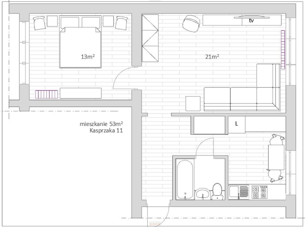 Mieszkanie 2-pokojowe Łódź Polesie, ul. Marcina Kasprzaka. Zdjęcie 2