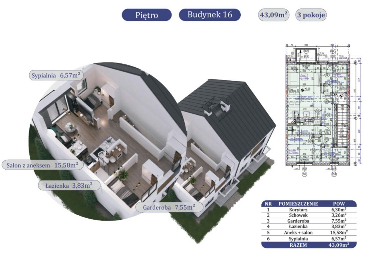 Mieszkanie 3-pokojowe Koszajec. Zdjęcie 3