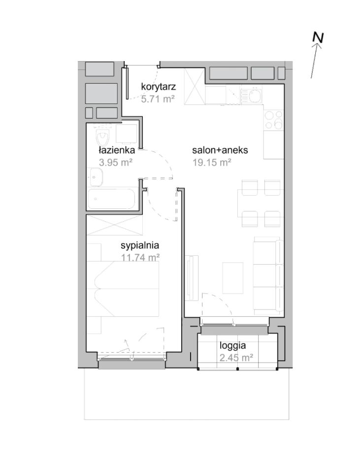 Mieszkanie 2-pokojowe Wrocław Tarnogaj, ul. Piękna. Zdjęcie 7