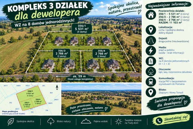 Działka budowlana Stefanowice, WZ na 8 domów. Zdjęcie 1